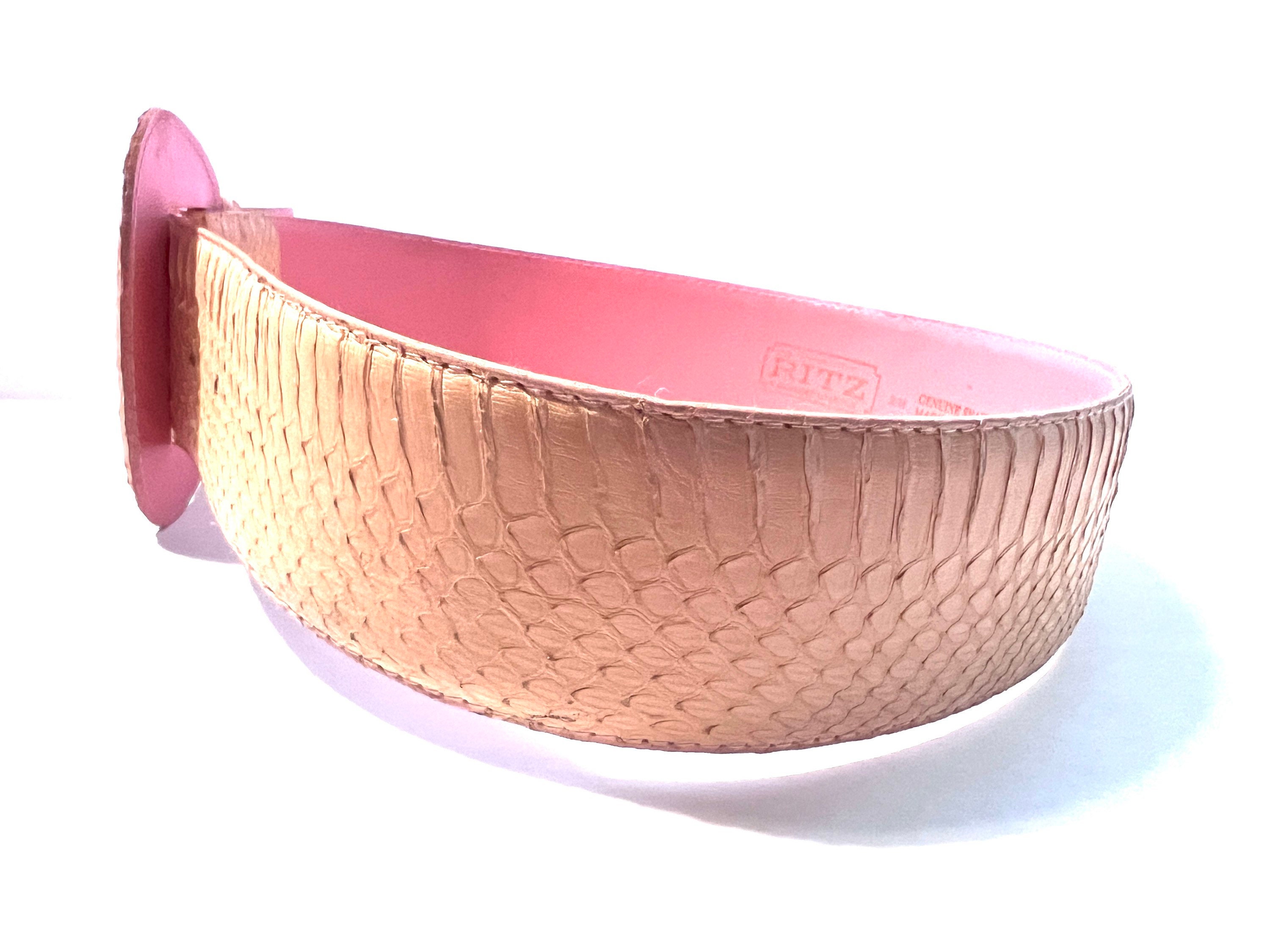 1990s Pink Leather Snakeskin Belt Vintage THE RITZ ACCESSORY 
