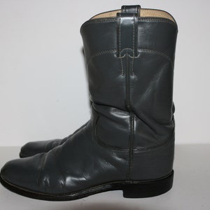 90s JUSTIN ROPERS Western Grey Leather Cowboy Boots Mens Size 8D Vintage Made in the USA
