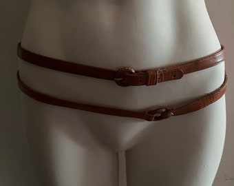 Vintage 1980s Skinny Leather Wrap Belt