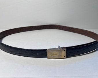 Vintage 1970s CARDUCCI Reversible Black & Brown Leather Belt w/ Gold Buckle