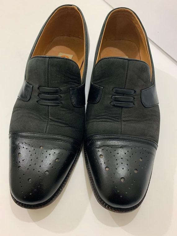 Early 90s Vintage DARVISH Tuxedo Dress Shoes Black Leather  display picture 1