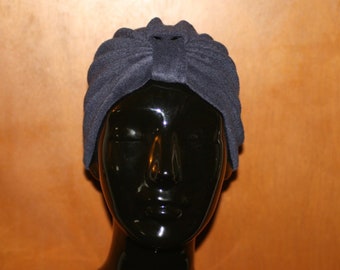 1990s Vintage Turban for Avant-garde Fortune Tellers and Oracles Psychedelic Midnight Blue Dead-stock