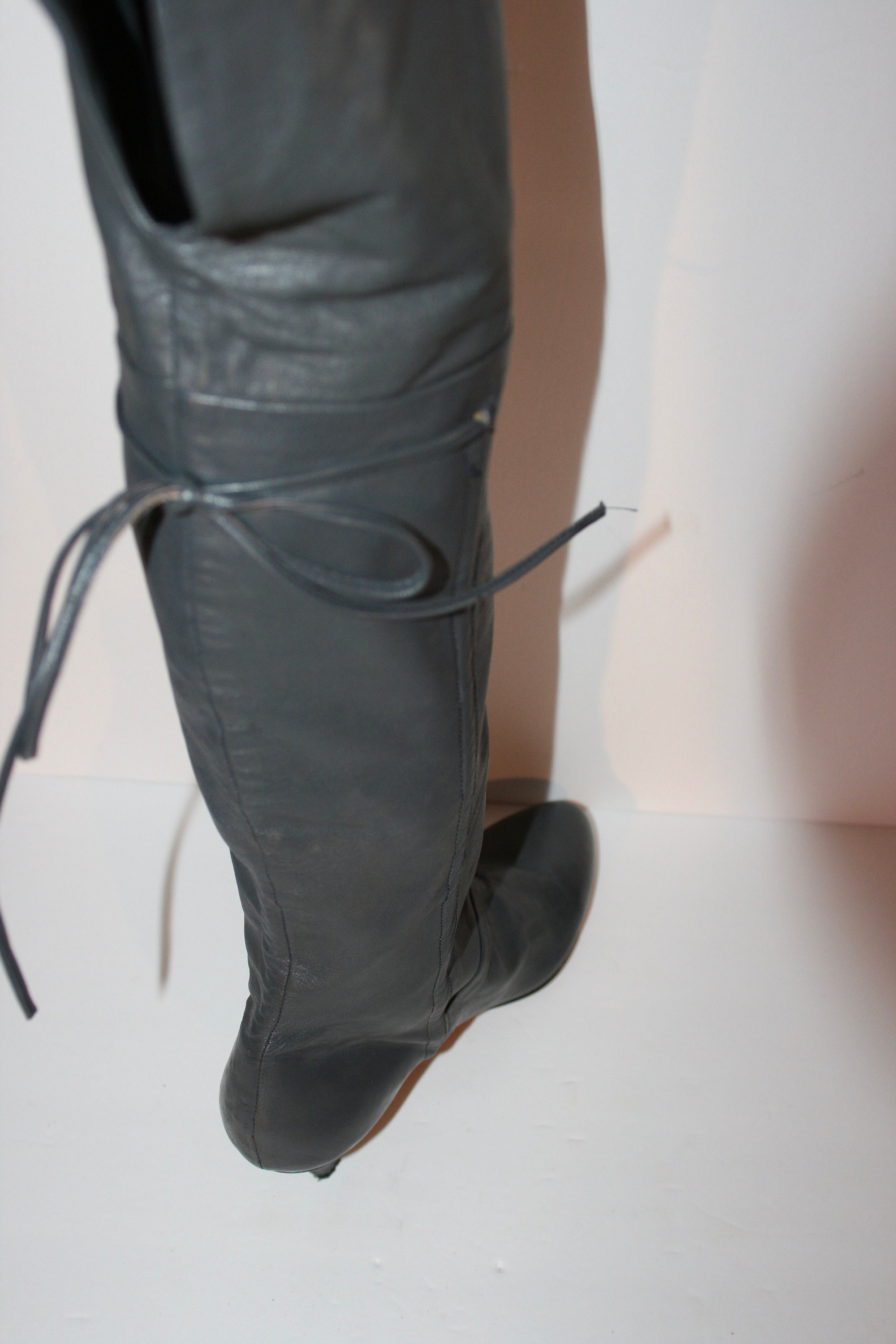 1980s Vintage PUNK PIRATE BOOTS Thigh High-heeled Lace-up