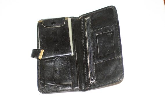 Vintage 40s Leather Wallet Western Black Roses To… - image 4