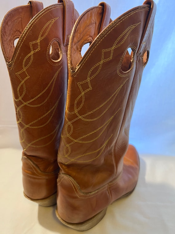 70’s Leather Cowboy Boots Vintage ACME  Wood Stac… - image 7