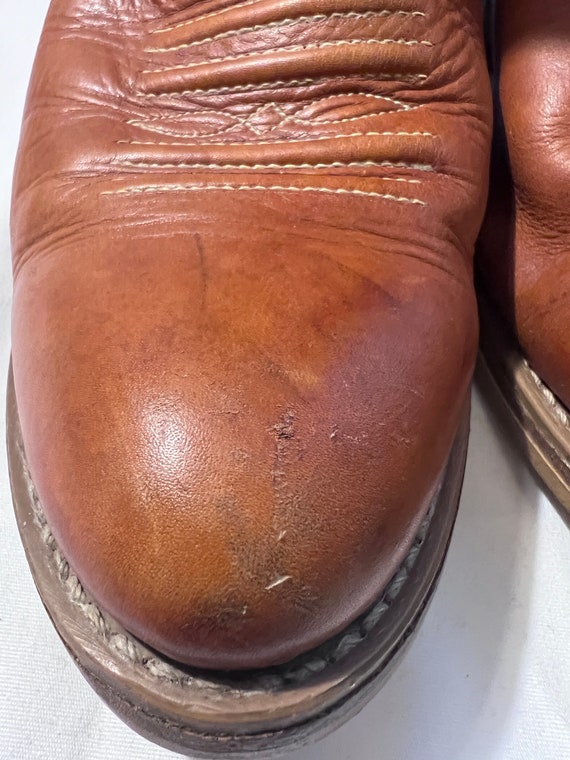 70’s Leather Cowboy Boots Vintage ACME  Wood Stac… - image 5