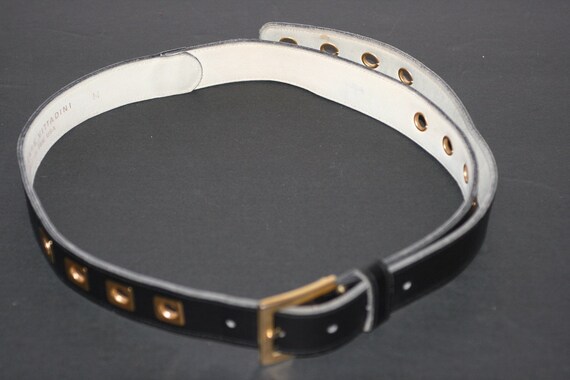 1980s ADRIENNE VITTADINI Black Leather Belt W/ Bra