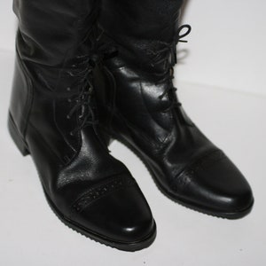 Vintage 60s Cavalier Leather Riding Boots: Cap Toe Lace Up, Women&#39;s Size 5