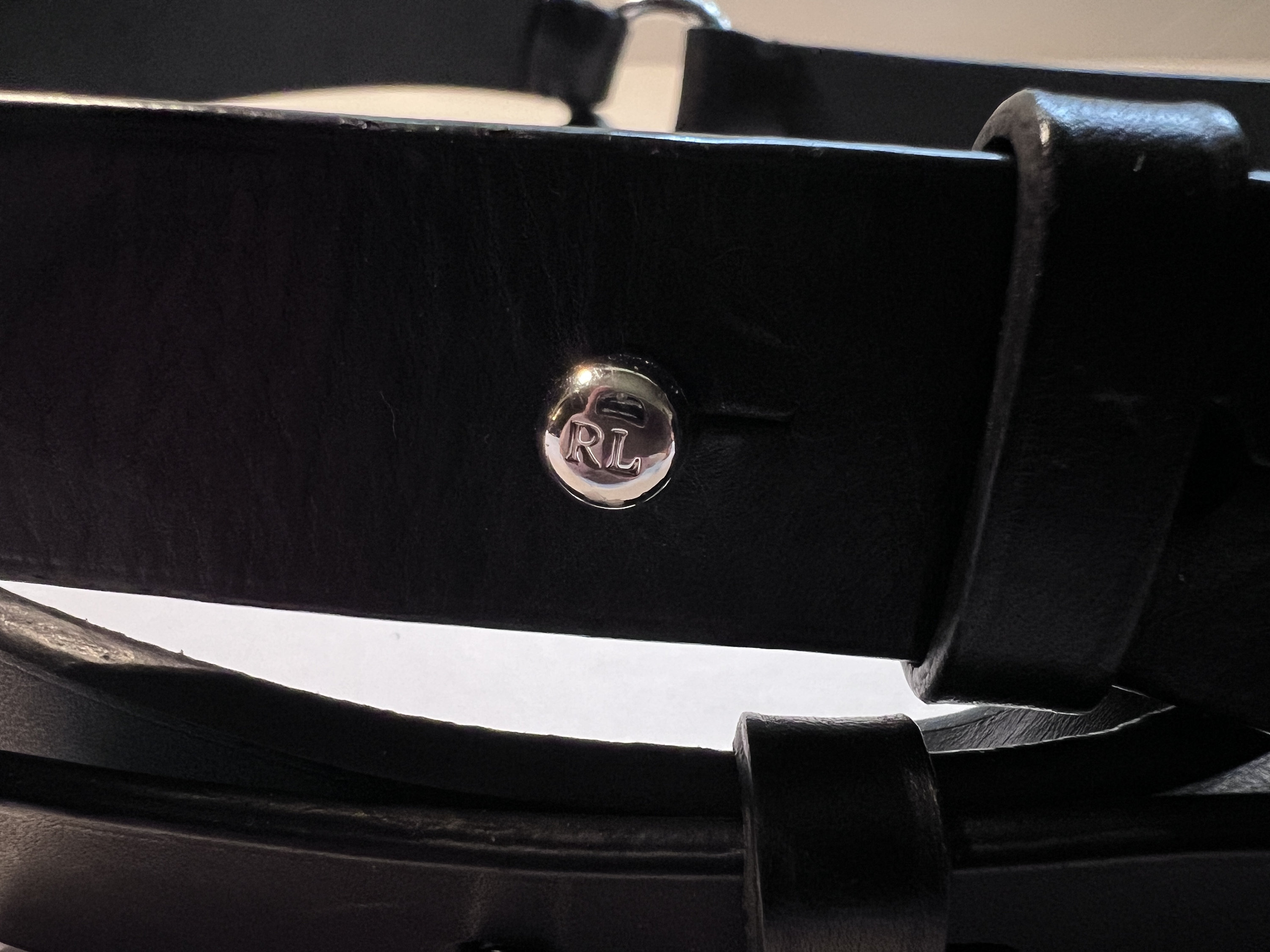 Vintage 90s RALPH LAUREN Black Leather Tri-strap Belt 