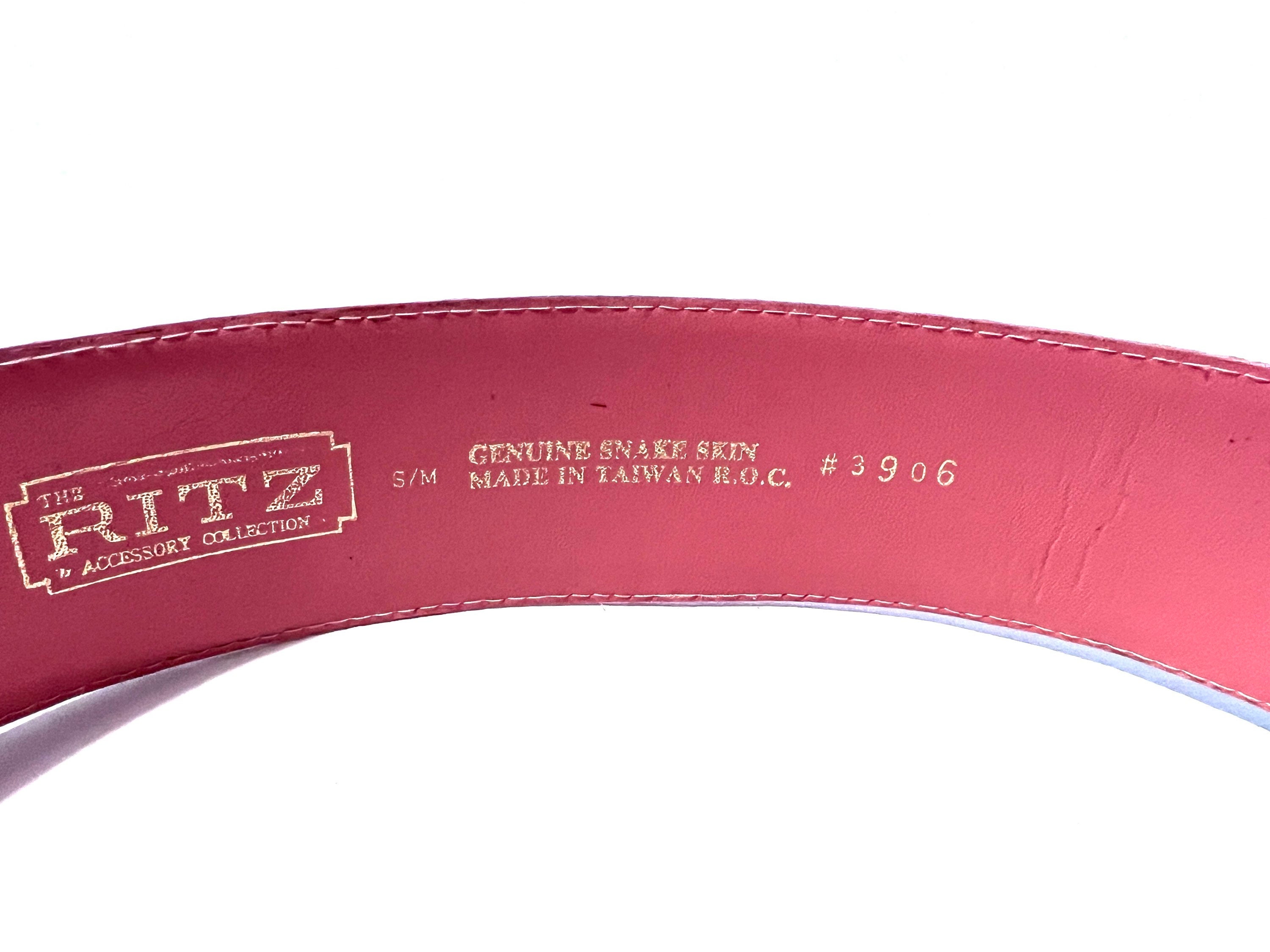 Vintage The Ritz Accessory Collection Snakeskin Belt? 1990s Pink Leather Snakeskin Belt Vintage THE RITZ ACCESSORY  main image 2