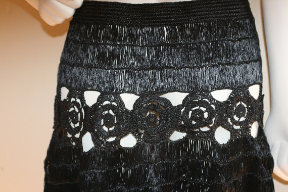Vintage 1940s Black Raffia Skirt Made In Italy Siz