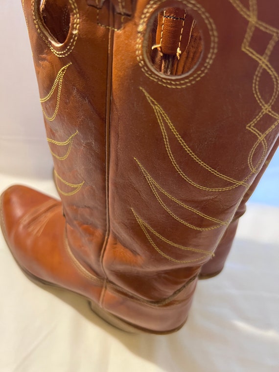 70’s Leather Cowboy Boots Vintage ACME  Wood Stac… - image 1