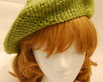 Crochet Green Apple Beret - Ready to Ship