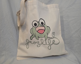 Frog Life Recycled Canvas Tote Bag