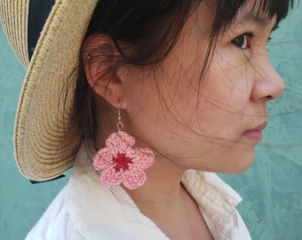 Crocher Sakura Fleur Boucles d’oreilles