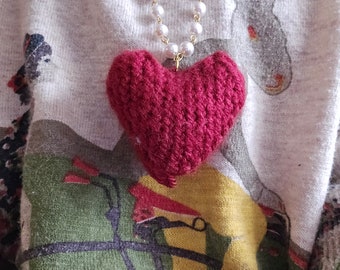 3D Heart Amigurumi necklace