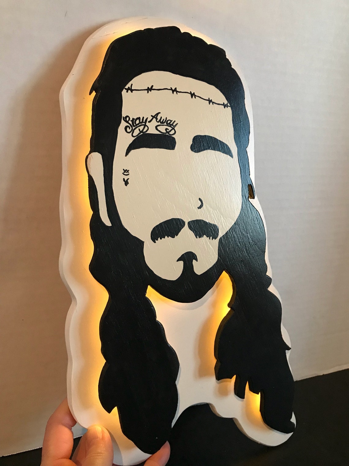 Post Malone Painting Lighted Sign Etsy