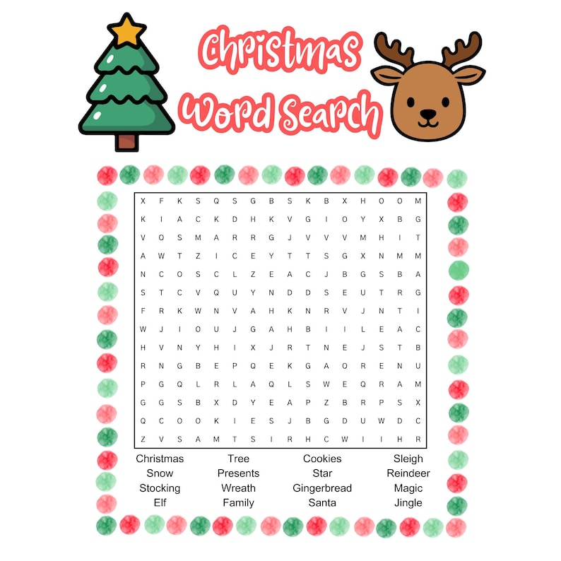 Kids Christmas Word Search Printable | Fun Holiday Activity for Kids ...