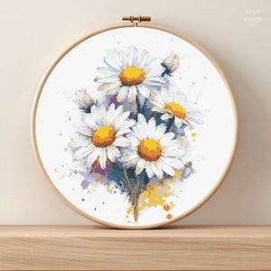 Margeriten Kreuzstichmuster * Modernes Kreuzstichmuster * Aquarell Blumen* DIGITAL DOWNLOAD