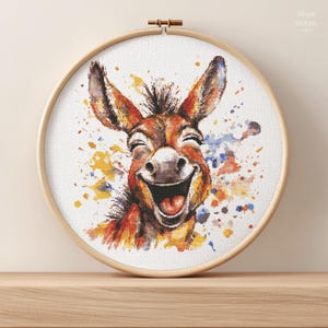 Donkey having Fun Cross Stitch Pattern * Modern Animal Cross Stitch Pattern * DIGITAL DOWNLOAD
