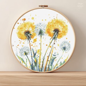 Watercolor Dandelion Cross Stitch Pattern PDF * Modern Floral Cross Stitch Pattern * DIGITAL DOWNLOAD