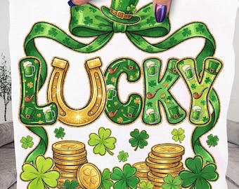 Lucky Png, Saint Patrick Bow Png, Lucky Mama Png, St Patricks Coquette Png, Happy St Patrick Day Png, Clover Png, Patricks Day Png Design
