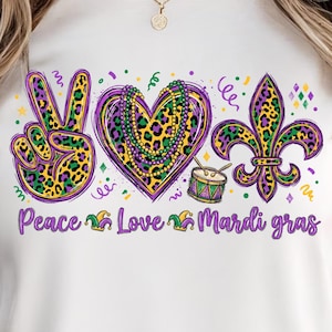 Paz Amor Mardi Gras Png, Mardi Gras PNG, Paz png, Amor png, Mardi Gras Png, Diseño Mardi Gras, Mardi Grass Flor de Lis Png