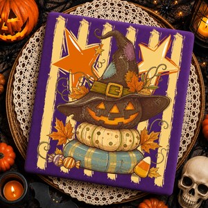 Halloween PNG, randig läskig Halloween Preppy Jack O'Lantern, höstpumpa prickig, trendig höstsublimering, godismajs, lapptäcke