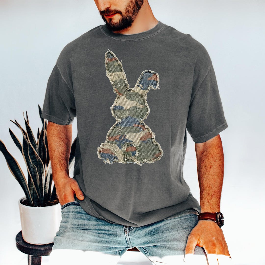 White Camo Rabbit Camouflage Bunny PNG, Distressed Camo Rabbit, Easter Sublimation Design ...