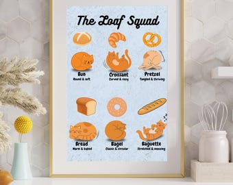 Funny Cat Bakery Print – Purrfect Loaf Cat Wall Art for Kitchen