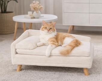 Cama suave y afelpada para gatos: acogedora tumbona para gatos / Cómodo sofá para mascotas