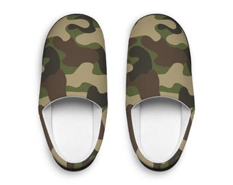 Pantuflas con estampado de camuflaje / Zapatillas de casa de camuflaje para hombre