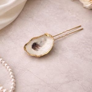 Oyster Shell Hair Pin, Bridal Hair Pin, Beach Wedding Hair Accessory, Coastal Hair Pin, Cape Cod Wedding, Nautical Bride