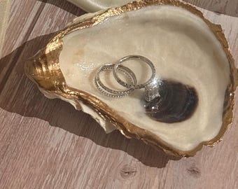 Gilded Oyster Shell Ring Dish | Coastal Wedding Favor