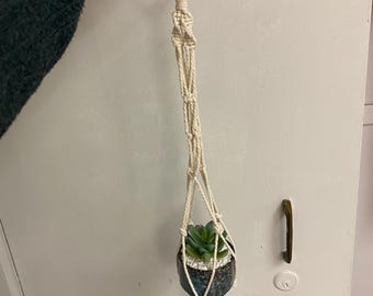 Handmade Macrame Plant Hanger | Boho Hanging Planter | Neutral Cotton Rope | Indoor/Outdoor Home Decor