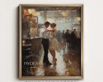 Stampa artistica di coppia romantica che balla / Regalo di San Valentino (download digitale)
