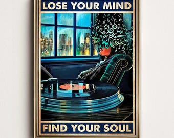 Surreal Music Poster, Vinyl Record Art, Retro Design (Digital Download)