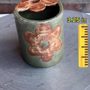 Handmade Ceramic Travel Mug – Floral Pottery Coffee Cup with Sip Lid mustache cover