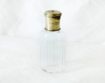 Small Glass Bottle | Vintage Decorative Bottle with Gold Top | Decorative Glass Perfume Bottle for Vanity