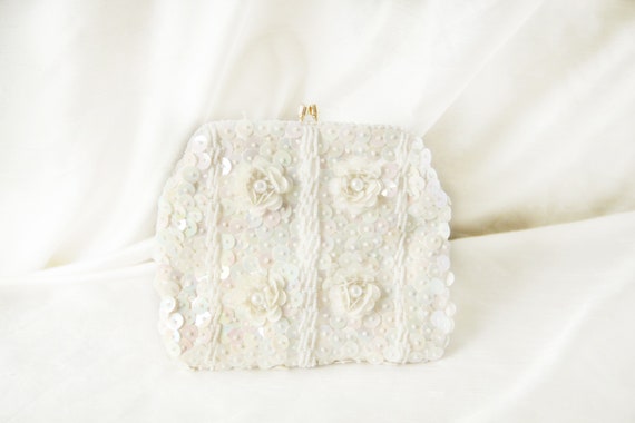 White Iridescent Sequin Purse - image 2