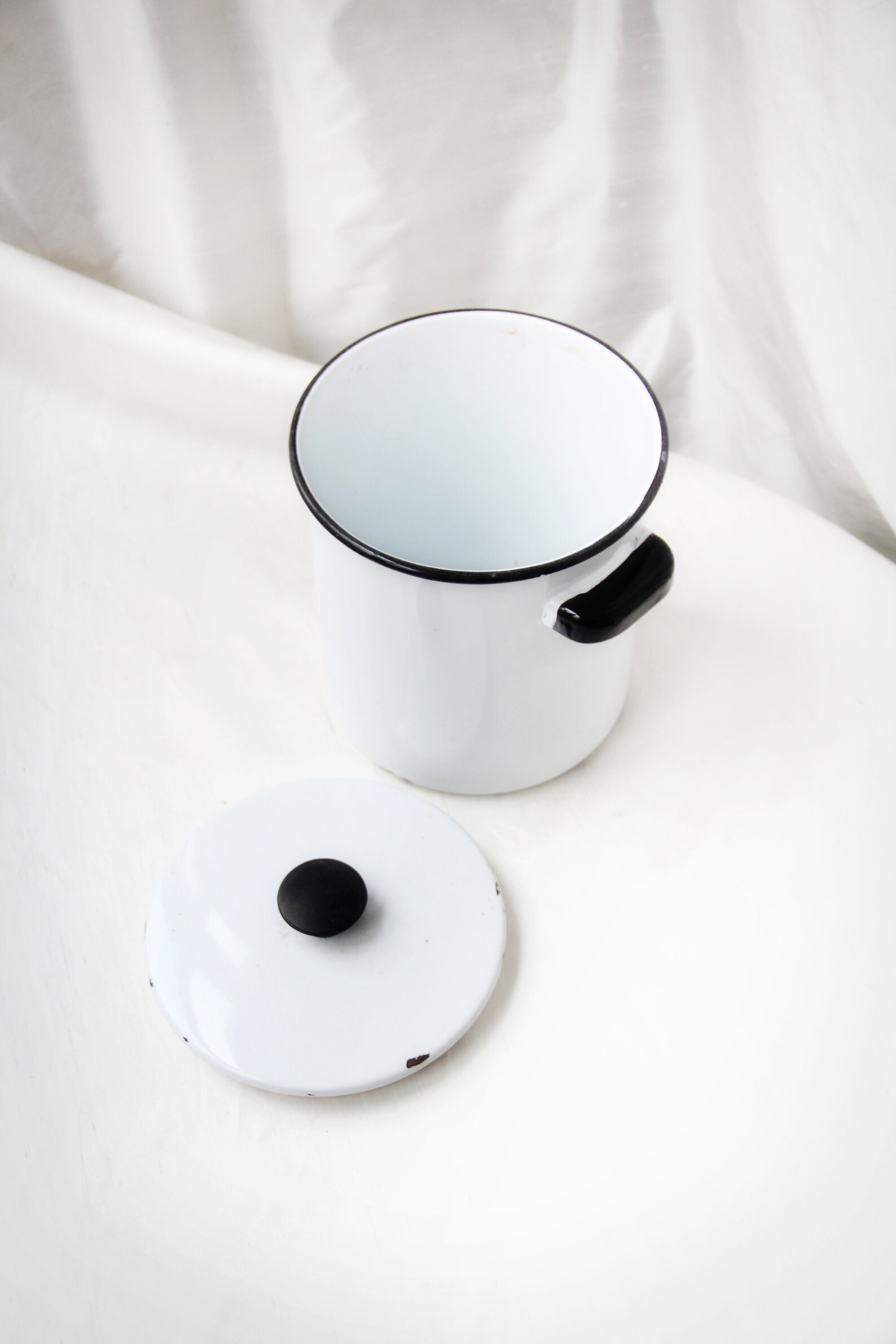 Vintage Stock Pot Retro White & Black Kitchen Decor Rustic Etsy