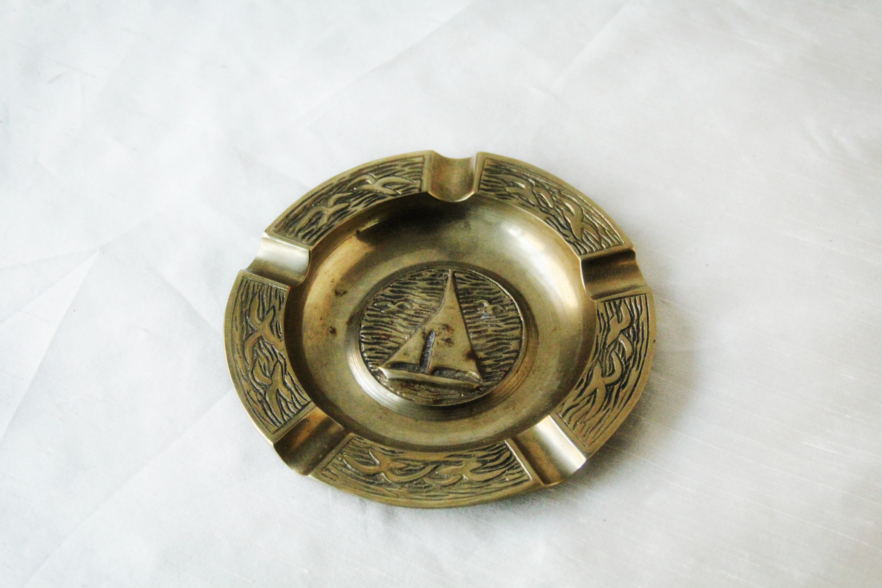 Metal Ship Vintage Brass Ashtray Gold Nautical Trinket Dish Etsy