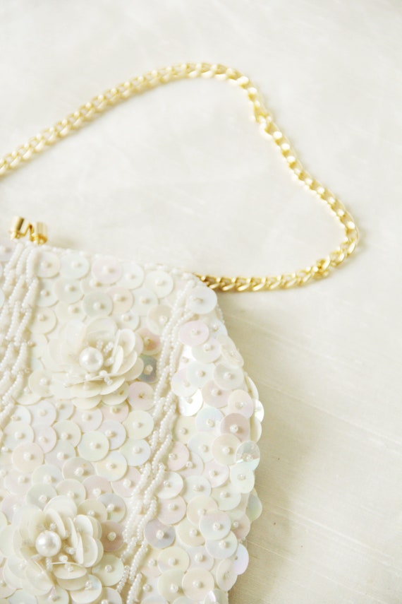 White Iridescent Sequin Purse - image 9