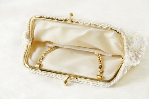 White Iridescent Sequin Purse - image 10