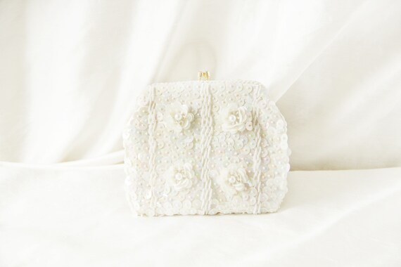 White Iridescent Sequin Purse - image 3