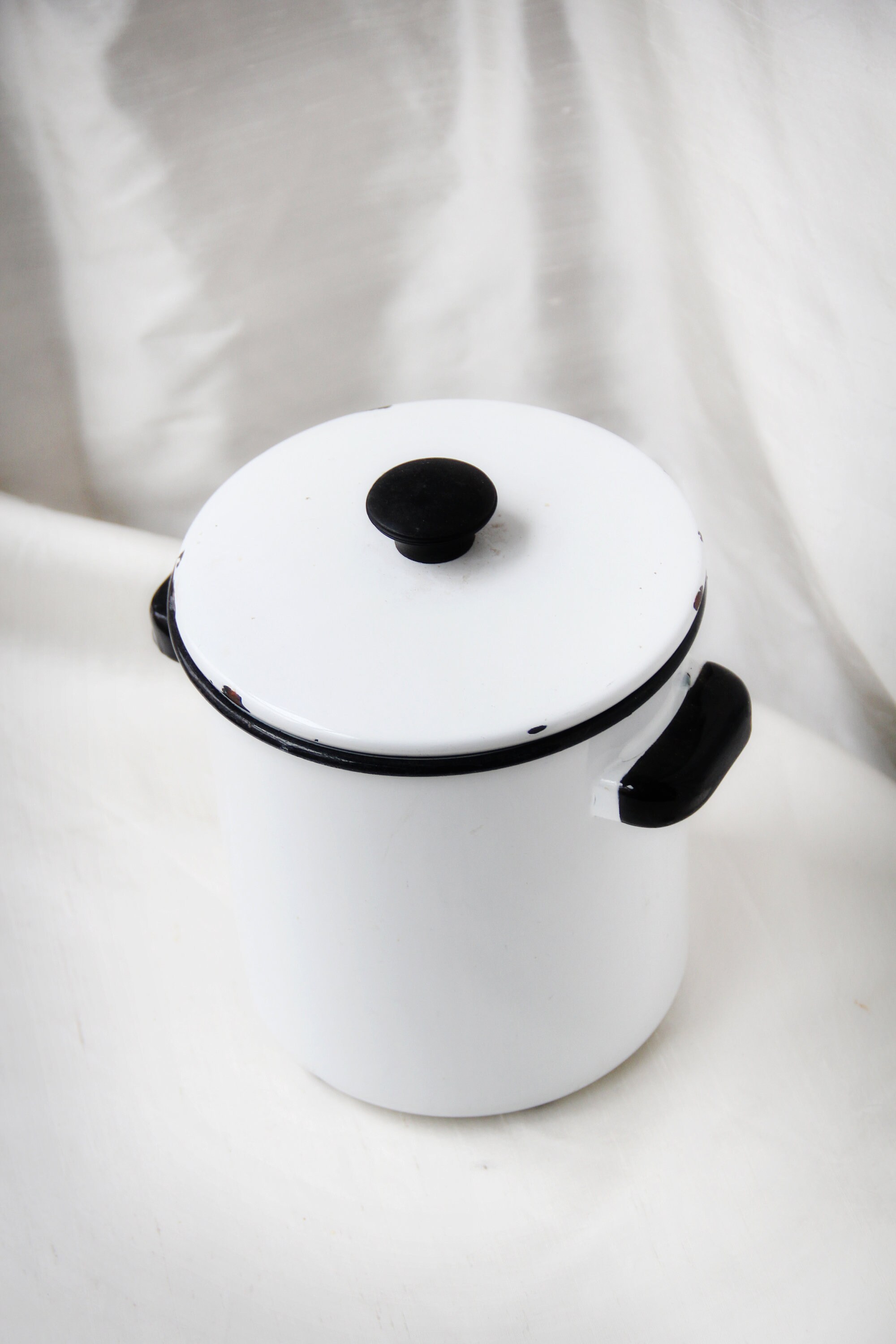 Vintage Stock Pot Retro White & Black Kitchen Decor Rustic Etsy