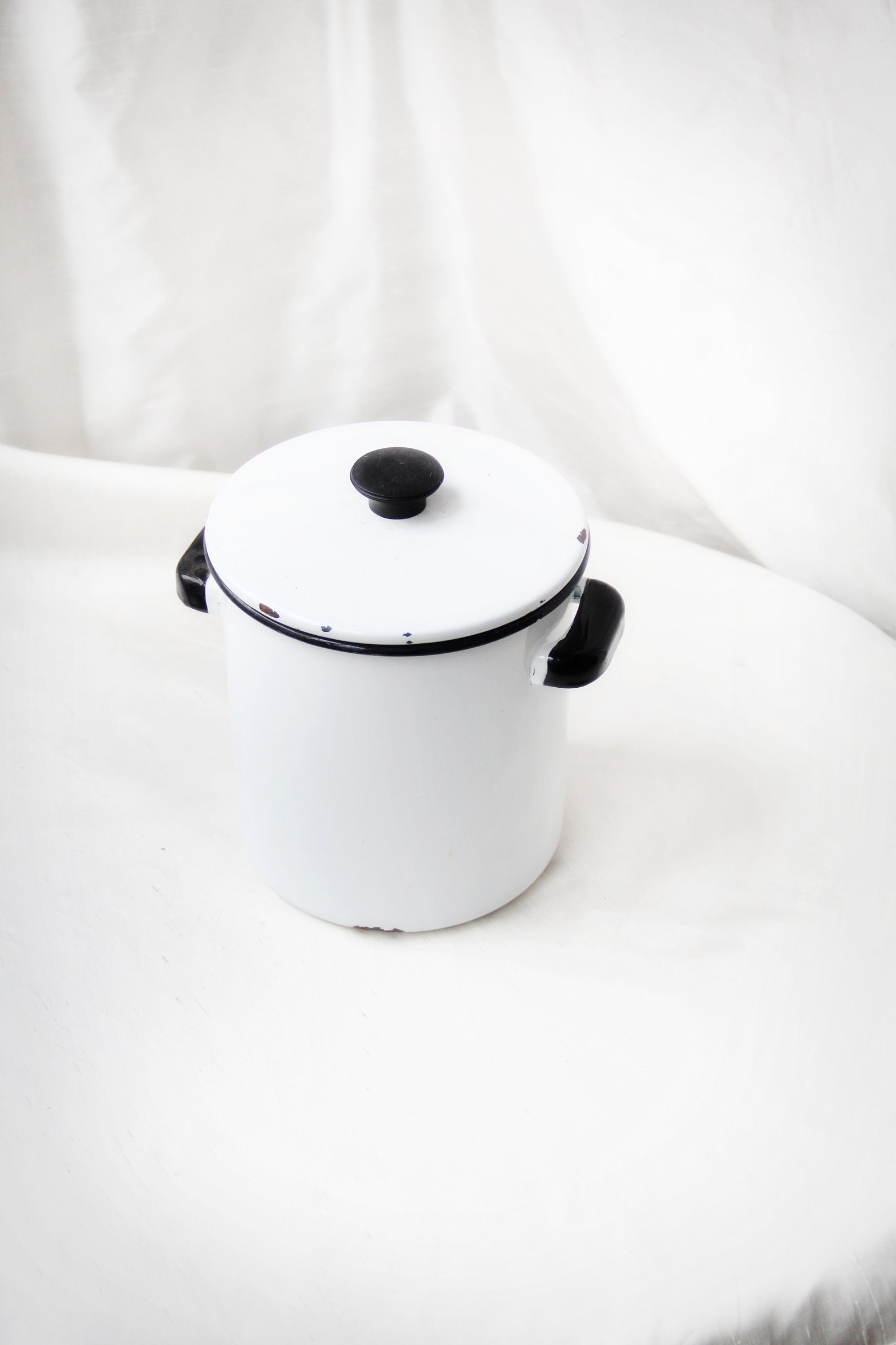Vintage Stock Pot Retro White & Black Kitchen Decor Rustic Etsy