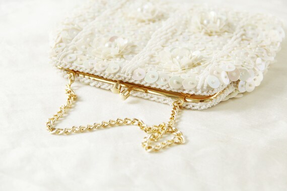 White Iridescent Sequin Purse - image 7