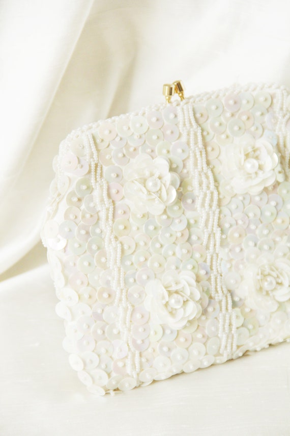 White Iridescent Sequin Purse - image 4