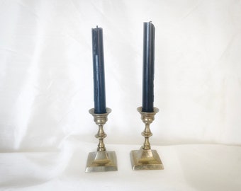 Brass Metal Candlestick Holders — Pair